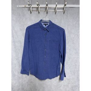 Banana Republic Shirt Men L Blue Linen Cotton Button Up Slim Hybrid Casual Beach